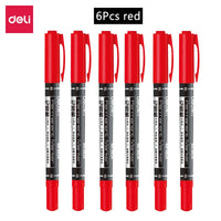 4/9pcs/lot Deli Twin Tip Permanent Marker Pen Set Fine Point Waterproof Ink Thin Nib Crude Nib Black Ink 0.5mm-2mm Fine Color