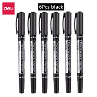 4/9pcs/lot Deli Twin Tip Permanent Marker Pen Set Fine Point Waterproof Ink Thin Nib Crude Nib Black Ink 0.5mm-2mm Fine Color