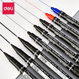4/9pcs/lot Deli Twin Tip Permanent Marker Pen Set Fine Point Waterproof Ink Thin Nib Crude Nib Black Ink 0.5mm-2mm Fine Color