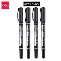 4/9pcs/lot Deli Twin Tip Permanent Marker Pen Set Fine Point Waterproof Ink Thin Nib Crude Nib Black Ink 0.5mm-2mm Fine Color