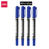 4/9pcs/lot Deli Twin Tip Permanent Marker Pen Set Fine Point Waterproof Ink Thin Nib Crude Nib Black Ink 0.5mm-2mm Fine Color