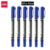 4/9pcs/lot Deli Twin Tip Permanent Marker Pen Set Fine Point Waterproof Ink Thin Nib Crude Nib Black Ink 0.5mm-2mm Fine Color