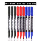 4/9pcs/lot Deli Twin Tip Permanent Marker Pen Set Fine Point Waterproof Ink Thin Nib Crude Nib Black Ink 0.5mm-2mm Fine Color