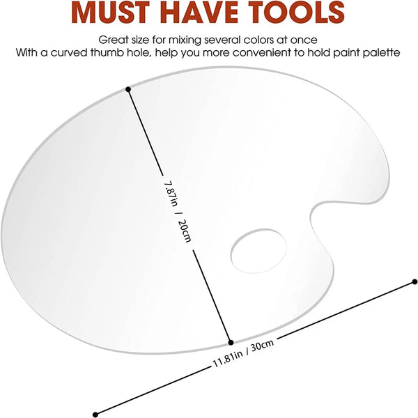 Paint Palette Clear Oval Non-Stick Art Paint Holder Tray Easy To Clean Oil  Paint Palette Art Paint Tray With Thumb Hole For DIY