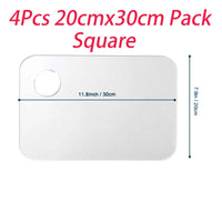 AOOKMIYA  4Pcs Premium Clear Paint Pallet Non-Stick Upgrade Transparent Acrylic Paint Palette Easy Clean for Acrylic Oil Painting Palette