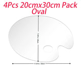 AOOKMIYA  4Pcs Premium Clear Paint Pallet Non-Stick Upgrade Transparent Acrylic Paint Palette Easy Clean for Acrylic Oil Painting Palette