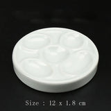 AOOKMIYA 5 Wells Ceramic Artist Paint Palette Porcelain Watercolor Painting Palette for Painters