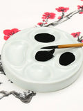 AOOKMIYA 5 Wells Ceramic Artist Paint Palette Porcelain Watercolor Painting Palette for Painters