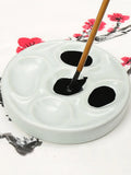 AOOKMIYA 5 Wells Ceramic Artist Paint Palette Porcelain Watercolor Painting Palette for Painters