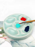 AOOKMIYA 5 Wells Ceramic Artist Paint Palette Porcelain Watercolor Painting Palette for Painters