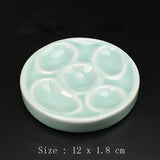 AOOKMIYA 5 Wells Ceramic Artist Paint Palette Porcelain Watercolor Painting Palette for Painters