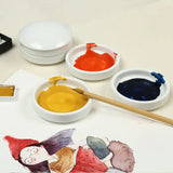 AOOKMIYA 5-layer Ceramic palette watercolor gouache paint palette blue and white ink plate art chinese painting supplies