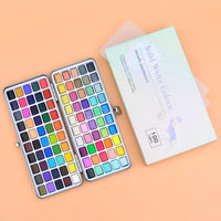 50/90/100 Colors Watercolor Paint Set Solid Pigment Glitter Metallic Watercolor Box Gouache Drawing Painting Art Supplies