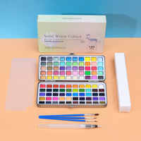 50/90/100 Colors Watercolor Paint Set Solid Pigment Glitter Metallic Watercolor Box Gouache Drawing Painting Art Supplies