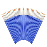 50 peças planas redondas pincéis de pintura ajustaram o volume pequeno da escova da pintura para pintar o óleo acrílico detalhe adereços essenciais para a arte da pintura