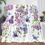 1pc Soft and Comfortable Flower and Butterfly Print Blanket - Perfect for Travel, Couch, Bed, and Office - Ideal Birthday Gift for Boys, Girls, and Adults - All-Season Availability
