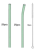50pcs Barware Eco-friendly Straws 8*200mm Glass Reusable Straws Straws Drinkware Smoothies For Cocktails Drinking Accessories