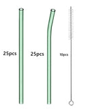 50pcs Barware Eco-friendly Straws 8*200mm Glass Reusable Straws Straws Drinkware Smoothies For Cocktails Drinking Accessories