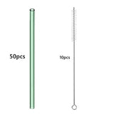 50pcs Barware Eco-friendly Straws 8*200mm Glass Reusable Straws Straws Drinkware Smoothies For Cocktails Drinking Accessories