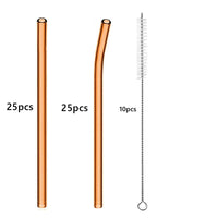 50pcs Barware Eco-friendly Straws 8*200mm Glass Reusable Straws Straws Drinkware Smoothies For Cocktails Drinking Accessories