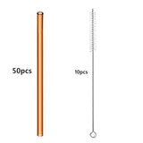 50pcs Barware Eco-friendly Straws 8*200mm Glass Reusable Straws Straws Drinkware Smoothies For Cocktails Drinking Accessories
