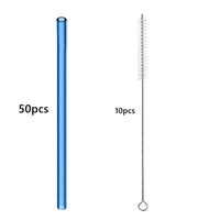50pcs Barware Eco-friendly Straws 8*200mm Glass Reusable Straws Straws Drinkware Smoothies For Cocktails Drinking Accessories