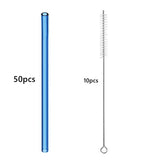 50pcs Barware Eco-friendly Straws 8*200mm Glass Reusable Straws Straws Drinkware Smoothies For Cocktails Drinking Accessories