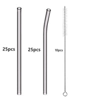 50pcs Barware Eco-friendly Straws 8*200mm Glass Reusable Straws Straws Drinkware Smoothies For Cocktails Drinking Accessories