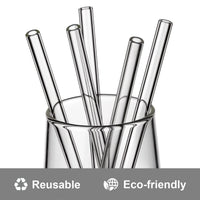 50pcs Barware Eco-friendly Straws 8*200mm Glass Reusable Straws Straws Drinkware Smoothies For Cocktails Drinking Accessories