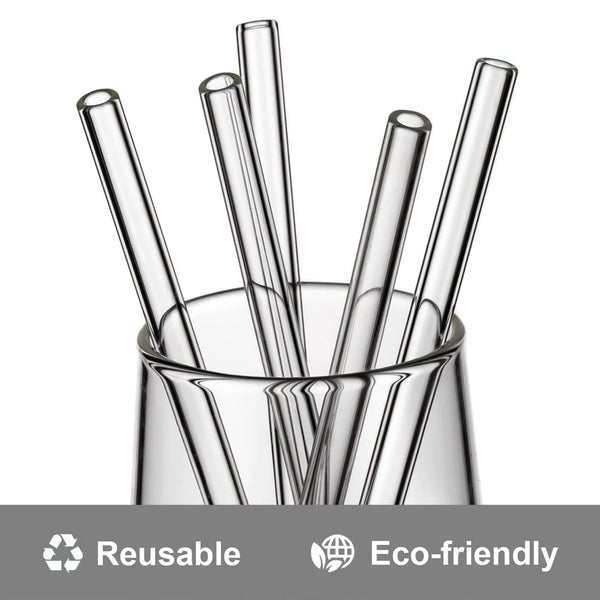 50pcs Barware Eco-friendly Straws 8*200mm Glass Reusable Straws