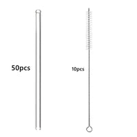 50pcs Barware Eco-friendly Straws 8*200mm Glass Reusable Straws Straws Drinkware Smoothies For Cocktails Drinking Accessories