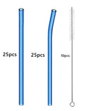 50pcs Barware Eco-friendly Straws 8*200mm Glass Reusable Straws Straws Drinkware Smoothies For Cocktails Drinking Accessories