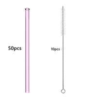 50pcs Barware Eco-friendly Straws 8*200mm Glass Reusable Straws Straws Drinkware Smoothies For Cocktails Drinking Accessories