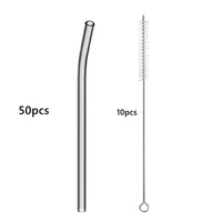 50pcs Barware Eco-friendly Straws 8*200mm Glass Reusable Straws Straws Drinkware Smoothies For Cocktails Drinking Accessories