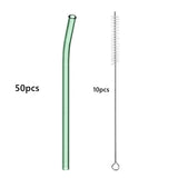 50pcs Barware Eco-friendly Straws 8*200mm Glass Reusable Straws Straws Drinkware Smoothies For Cocktails Drinking Accessories