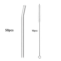 50pcs Barware Eco-friendly Straws 8*200mm Glass Reusable Straws Straws Drinkware Smoothies For Cocktails Drinking Accessories