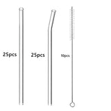 50pcs Barware Eco-friendly Straws 8*200mm Glass Reusable Straws Straws Drinkware Smoothies For Cocktails Drinking Accessories