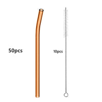 50pcs Barware Eco-friendly Straws 8*200mm Glass Reusable Straws Straws Drinkware Smoothies For Cocktails Drinking Accessories