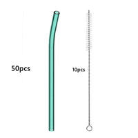 50pcs Barware Eco-friendly Straws 8*200mm Glass Reusable Straws Straws Drinkware Smoothies For Cocktails Drinking Accessories