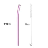 50pcs Barware Eco-friendly Straws 8*200mm Glass Reusable Straws Straws Drinkware Smoothies For Cocktails Drinking Accessories
