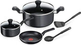 TEFAL Cookware Set of 12 Pieces | Super Cook | stewpot 22/24/28 cm/frypan 22/24 cm/wokpan 28 cm/Glass lid/spatula/spoon/slotted spoon | Non-Stick with Thermo Signal | Red | 2 Years Warranty| B243SC87