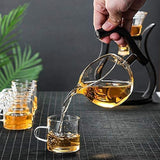 AOOKMIYA Glass Teapot Set Glass Automatic Lazy Tea Set Magnetic Rotating Kungfu Heat-Resistant Teapot Suit with 6pcs Tea Cups (GlasTeapot with 6pcs Bowl)