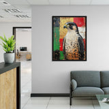 لوحة فنية جدارية مؤطرة من القماش بتصميم علم دولة الامارات العربية المتحدة بالوان علم الامارات العربية المتحدة، لوحة مطبوعة على شكل طائر وطني، ديكور حائط للمكتب وغرفة المعيشة، هدية 75 × 100 سم