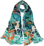 وشاح نسائي مالبيري 100% مطبوع عليه زهور وشاح طويل من الساتان شال ملفوف