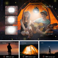 AOOKMIYA 5200mAh LED Camping Fan Lights Outdoor USB Rechargeable Tent Camping Light Travel Portable Ceiling Fan Lamp Emergency Power Bank