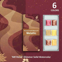 6/12 Colors Metallic Solid Watercolor Paint Set Glitter Water Color Pigment For Painting School Stationery Art Supplies