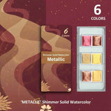 6/12 Colors Metallic Solid Watercolor Paint Set Glitter Water Color Pigment For Painting School Stationery Art Supplies