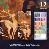 6/12 Colors Metallic Solid Watercolor Paint Set Glitter Water Color Pigment For Painting School Stationery Art Supplies