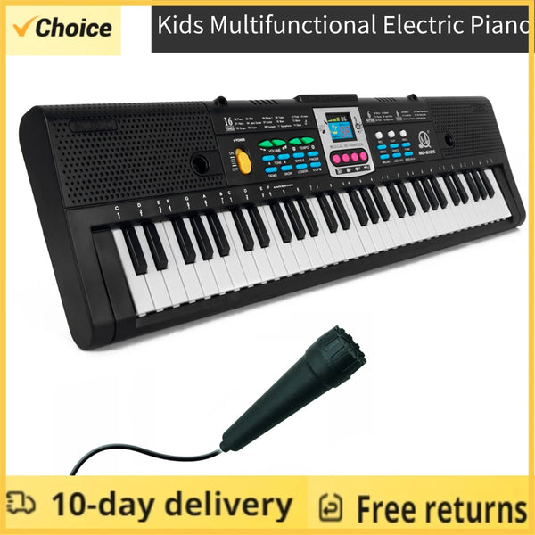 61 Keys Digital Music Electronic Piano Keyboard Piano Kids Multifunctional Electric Piano with Microphone Function for Beginners