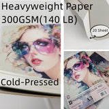 AOOK A3 Watercolor Paper Pad, Watercolor painting paper, 11.69X16.53 "(140lb/300GSM) 20 sheet mixed paper mat, top packaging, fine texture, suitable for watercolor, watercolor, and acrylic art mats. (1PCS)